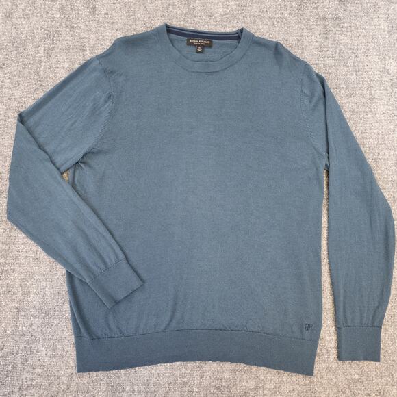 Banana Republic Sweater Mens XL Blue Merino Wool Crewneck Pullover Lightweight - Picture 1 of 13